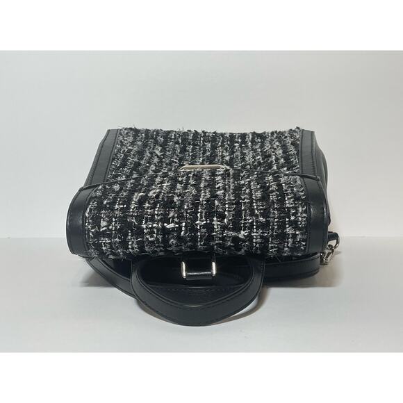 Michael Kors Whitney Black Leather Tweed Trim Studded Backpack Bag Women\'s USED